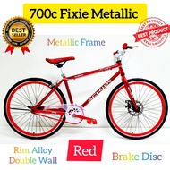 Basikal Fixie 700c Metallic Frame Brake Disc Handle Dropbar Sesuai 14 Tahun Keatas