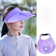 Outdoor Women Rechargeable Fan Hat Hollow Top Sun Hat Large Brim Hat Portable Fan Hat