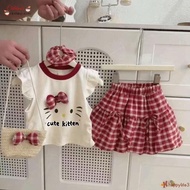 (0-5Yrs)kids Terno Girl Set Baby T Shirt Pajama Set Kids 0-5Years Old Infant Short Sleeves T-Shirt +
