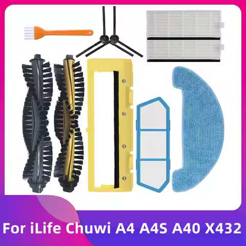 Fit For iLife Chuwi A4 A4S A40 X432 Roller Main Side Brush Mop Cloth Hepa Filter Strainer / Amibot S
