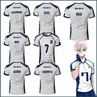 Squ6 BLUE LOCK BAROU Isagi NAGI number 13 3 5 7 1 9 jersey summer T-shirt Anime Short Sleeve Top