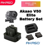 AKASO V50 Elite 2 X 1050Mah Rechargeable Action Camera Battery W USB Dual