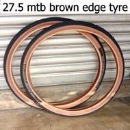 tayar basikal 27.5 mtb brown yellow edge tyre bicycle Classic style tyre 27.5x2.0 mountain bike Tire