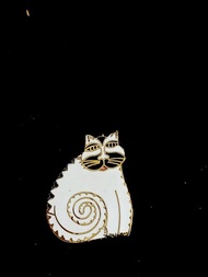 vintage  Laurel Burch MYTHICAL CAT 系列 白貓 別針 胸針