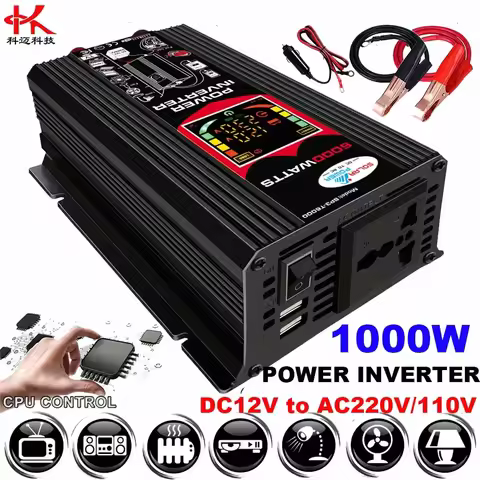 1000W Car Power Inverter 12v to 110v 220v 230v DC To AC Sine Wave Solar Converter Transformer Charge