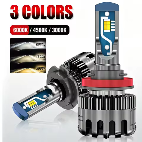 H4 H7 Tri-Color LED Headlights 3000K 4300K 6000K H1 H8 H9 H11 9005 HB3 9006 HB4 Car Headlights Light