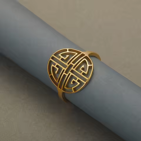 Nedar Stainless Steel Chinese Symbol of Wealth Amulet Men Women Rings Fortune Money Coin Luck Metal 