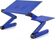 WZHZJ Laptop Desk for Bed Cozy Aluminum Lap Workstation Stand with 2 Fan Mouse Pad Foldable Book Stand Notebook Tablet Blue