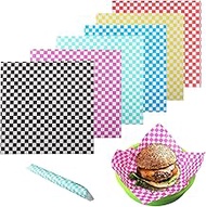 300PCS Sandwich Wrapping Paper, Deli Paper Sheets Grease Proof Checkered Dry Wax Paper Sheets Food B