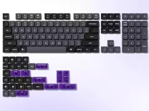 Low Profile keycaps Set Double Shot PBT keycaps 60 75 100 Percent Grey/Black/Purple Custom Keyboard
