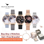 OB Watch Olivia Burton Watch Marble Floral Mesh, Rose Gold & Silver Lady's Watch