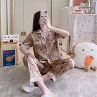 Terno pajama printed silk set sleepwear for women