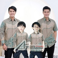HIJAU KEMEJA NEWEST BATIK INARA SAGE Sage Green Batik Father's batik shirt and Boys' batik shirt baj