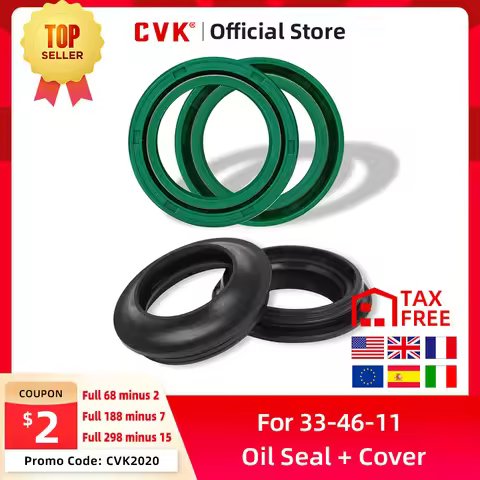 CVK 33 46 11 Parts Front Fork Shock Absorber Damper Oil Seal and Cover for Kawasaki KX80 KZ305 CSR K