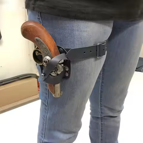 Mini Pistol Derringer Leg Garter Holster Renaissance Pirate Gear Leather Flintlock Holder Steampunk