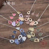 Enamel Colorful Geometric Square Exaggerated Earrings Necklace Set Ladies Exaggerated Geometric Neck