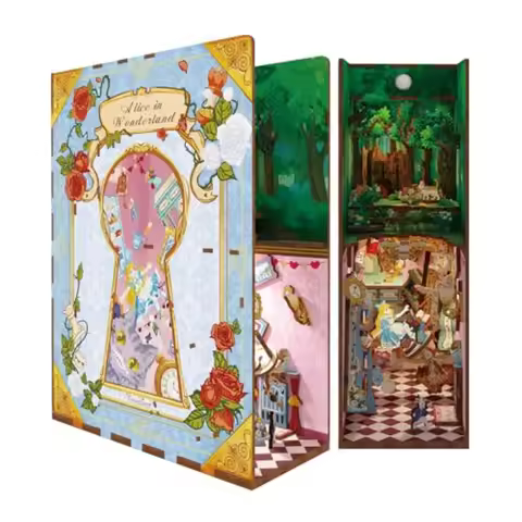 Tonecheer DIY Book Nook Kit for Adults3D Wooden Puzzle Bookend Bookshelf Insert Library Decor Bookno