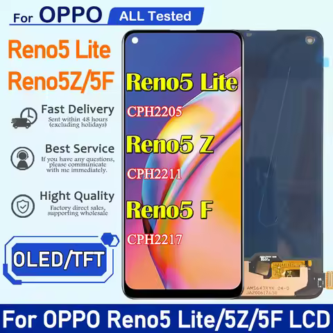 6.43" OLED/TFT For OPPO Reno5 Lite Reno5 Z Display Reno 5F LCD 4G 5G Screen Touch Sensor Digitizer A