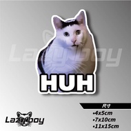 Meme Cat huh Car Sticker Waterproof Luggage Hard Hat Laptop Reflective Motorcycle