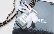 Chanel vintage香奈兒復古經典金黑穿皮鏈可愛19號香水瓶項鍊