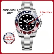 GMT Fashion Men Watch Greenwich II Stainless Steel 4 Needles Casual Business Quartz Wristwatches 83