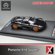 TIMEMICRO 1: Porsche 918 Spyder Metallic Black Gold Rim Convertible64