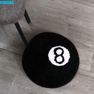 CABEZAG 8 Ball Carpet, Plush Anti-slip 8 Ball Rug, Creative Skin Friendly Round Black 8 Ball Mat Hoo