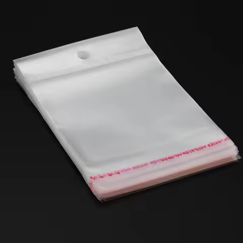 50-200pcs Transparent Self Adhesive Bags OPP Plastic Storage Seal Pack Bags With Hang Hole for Retai