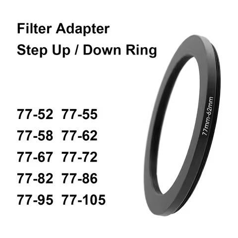 Camera Lens Filter Adapter Ring Step Up or Down Ring Metal for 77mm lens - 52 55 58 62 67 72 82 86 9