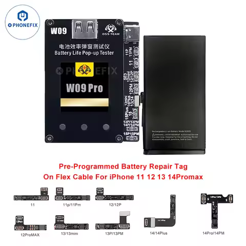 OSS W09 Pro V3 Pre-Programmed Battery Tag-on Cable For iPhone 11 -15PM Battery Health Data Read Writ