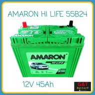 AMARON HI LIFE 55B24 (NS60) แบตเตอรี่รถยนต์ 45Ah แบตแห้ง แบตเก๋ง แบตmini MPV แบตECO อมารอนแบต