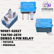(1 PC) 90987-02027 DENSO POWER RELAY / TOYOTA / PERODUA / HEAD LAMP RELAY / FAN RELAY / DENSO RELAY