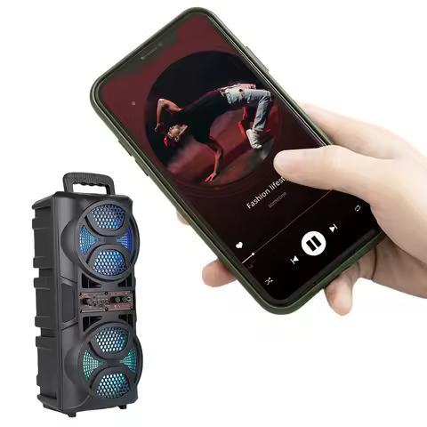 BT Speaker Portable Speaker with Double Subwoofer Deep Bass Lights Wireless Stereo Speaker Outdoor S