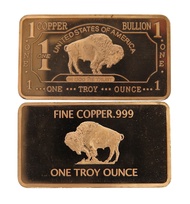 1 oz USA American Buffalo .999 Fine Copper Bullion Bar Cu Element 1oz
