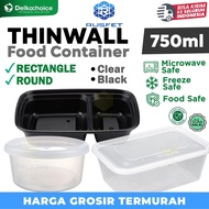 Thinwall Rectangle & Round 750ML Food Container Box Delkochoice Plastic Food Container