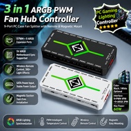 ✿ keepdreaming ✿  1 To 9 3 in 1 PWM Fan Hub with Remote ARGB Fan HUB Splitter PWM & ARGB Hub Splitte