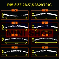 Cutting sticker reflective bicycle rim variation 16 - 700c QX 1cm