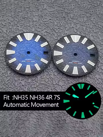 Green Luminous Dial Mod Blue Watch Dial NH35 Dial Fits 4R 7S NH34 NH35 NH36 Movement Crown at 3.0 / 