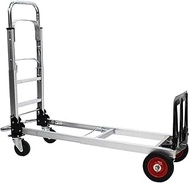 Hand Truck Cart Trolley Folding Hand Truck Flat Heavy Duty 4-Wheel Foldable Shopping Cart Save Time and Energy (Silver)