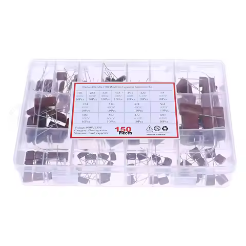 150pcs CBB Polypropylene Film capacitor 10nf-68nf 400v 630v CBB Capacitors Assortment Kit 10nF 22nF 