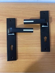 HANDLE PINTU RUMAH 1 SET HITAM DOFF MINIMALIS 25CM / 1 SET KUNCI PINTU RUMAH KOTAK LENGKUNG