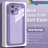 Jingsanc [Có Tấm dán bảo vệ ống kính] Ốp trong suốt cho Xiaomi Redmi 12 5g Ốp Ốp lưng TPU silicon mề