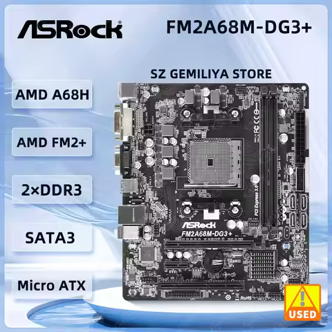 ASRock FM2A68M-DG3+ Motherboard Socket FM2+ AMD A68H DDR3 32GB Micro ATX PCIe 3.0 Support A10 785 A8