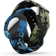 Air tag Wristband Kids- Soft Silicone Air tag Bracelet for Kids - Lightweight GPS Tracker Holder Compatible with Apple Air tag Childs Watch Band Kids (Camouflage)