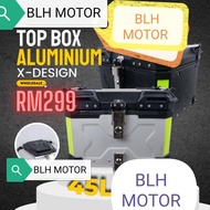 ❈EMS X DESIGN TOP BOX ALUMINIUM MOTORCYCLE 45L + BASE PLATE RSX RS LC135 135LC Y15 NMAX ADV150 MT15 XMAX Y16✥