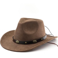 2025 Suede Western Cowboy Hat for Men Women Classic Cowgirl Hat with Wide Brim Felt Hats Band Decor 