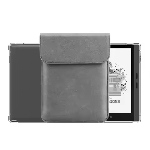 2-IN-1 For Meebook M7 6.8" eBook Reader Clear TPU Airbags Shockproof Back Cover Case + Storage Sleev