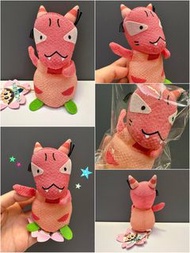 正版中古日本絕版 童年回憶 邪流丸王子 反斗小王子 三隻小妖 🩷 赤根小妖 娟面 縐布豆袋 景品公仔 手玉擺件 10cm Ojarumaru 1998 おじゃる丸