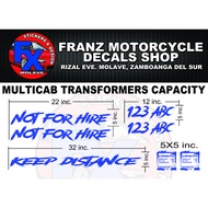 SUZUKI MULTICAB TRANSFORMER CAPACITY STICKER SET CUT STICKER