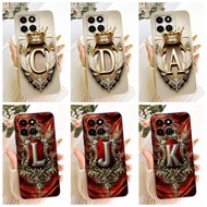 For Honor X7C ALT-LX2 Royal Crown Initial Letter Phone Casing HonorX7C 4G Lens Protective Soft Silic